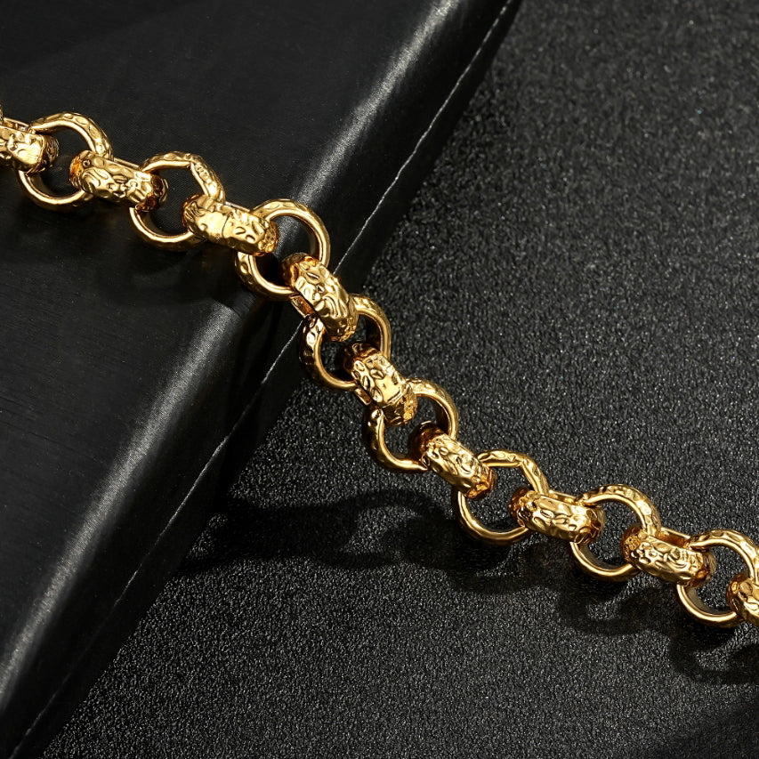 New 12mm Gold-Filled Bonded Diamond-Cut Belcher Bracelet with Albert, 8 Inches