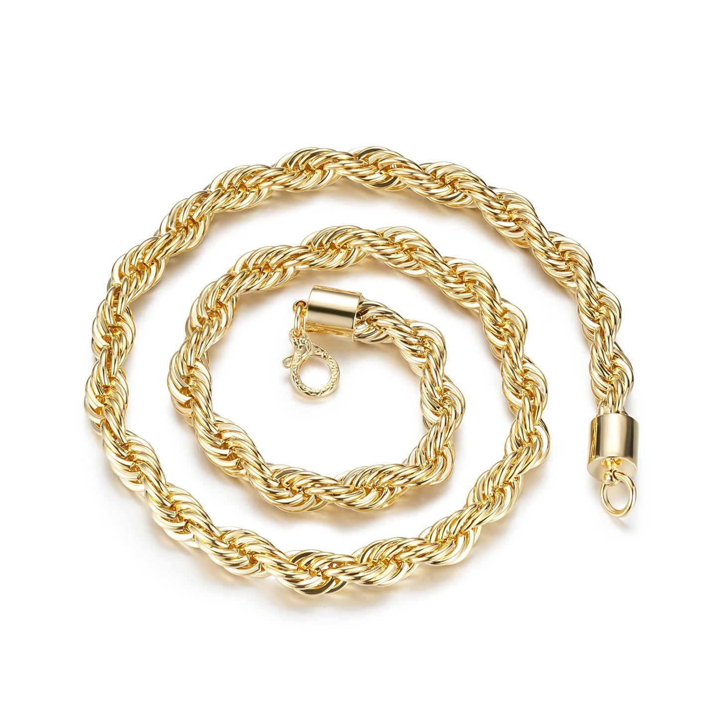 12mm Gold Rope Chain 30 Inch Patterned Clasp