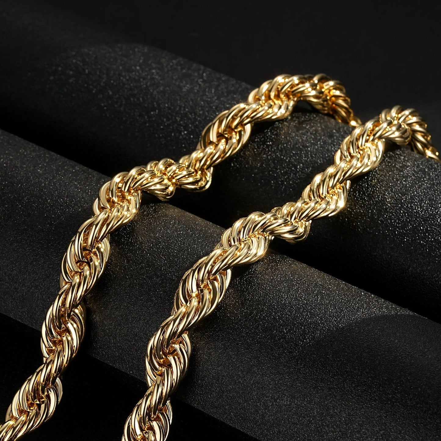 12mm Gold Rope Chain 30 Inch Patterned Clasp