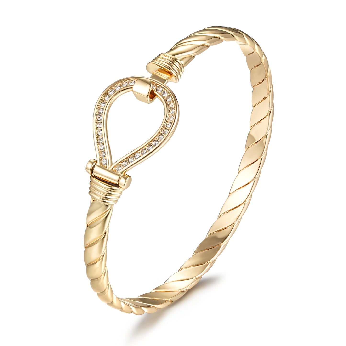 New 6mm Gold Closed Loop Bangle with Stones 8 Inch